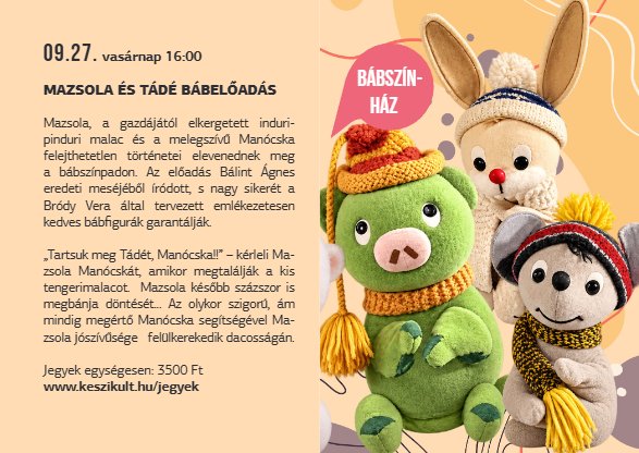 Programfüzet — Mazsola és Tádé bábelőadás oldal
